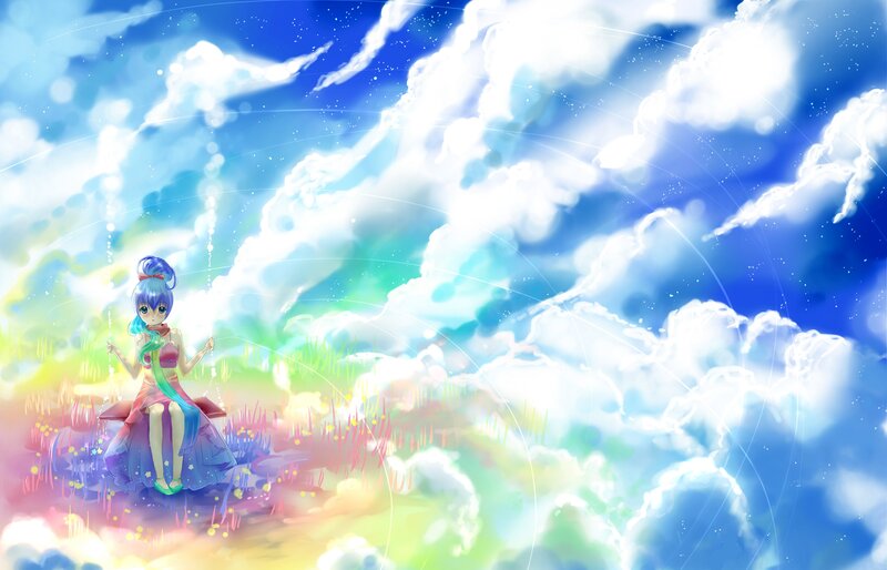 anime girl in a dreamy sky