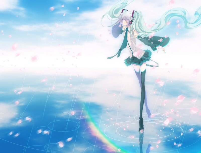 Anime girl in a dreamy sky