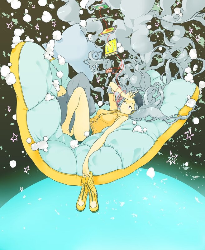 Anime girl in a dreamy space