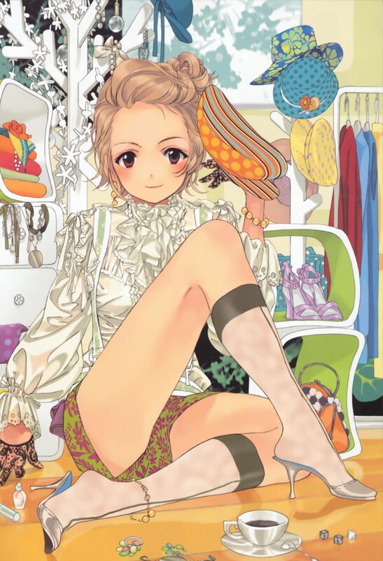 Anime girl in a fashion room