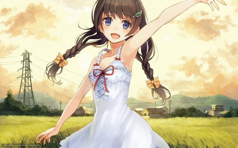 Anime girl in a field