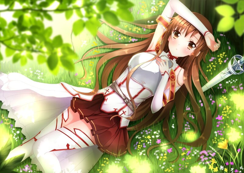 anime girl in a field