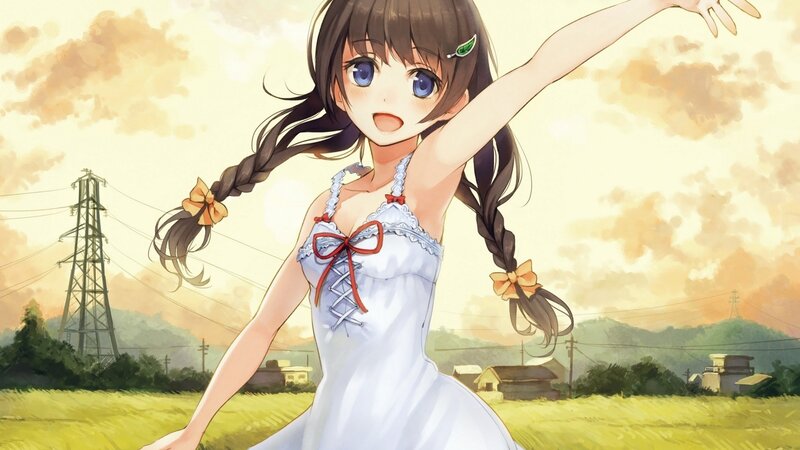 Anime girl in a field