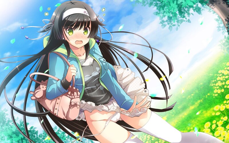 anime girl in a field