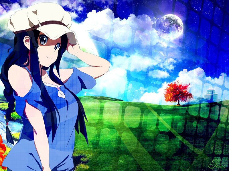 anime girl in a field