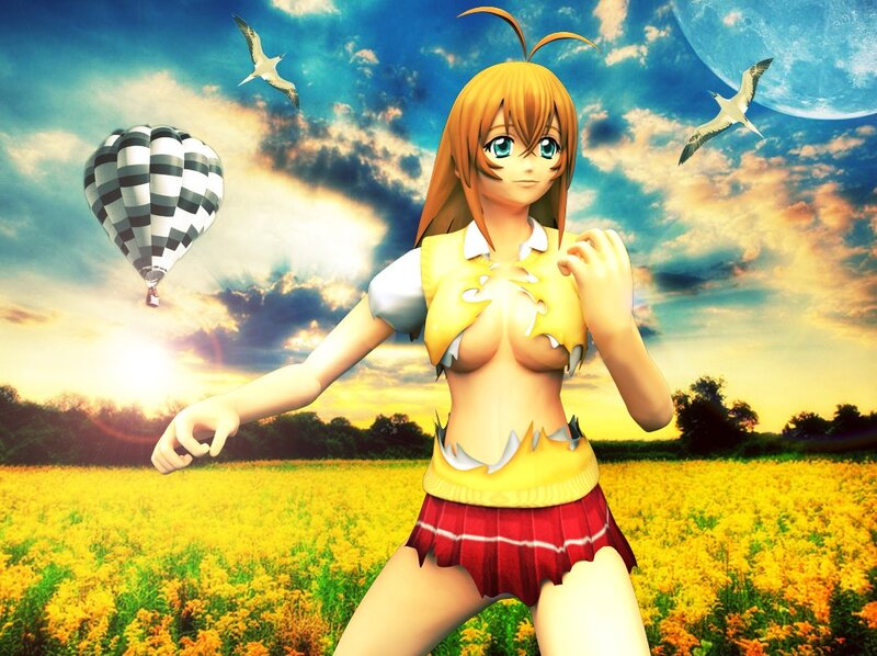 Anime girl in a field