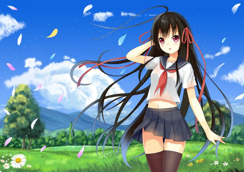 Anime girl in a field