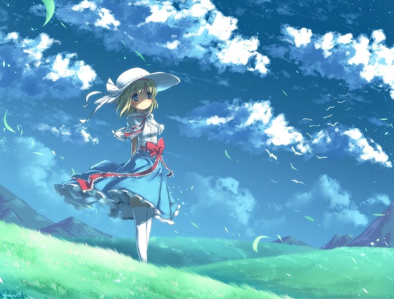 Anime girl in a field