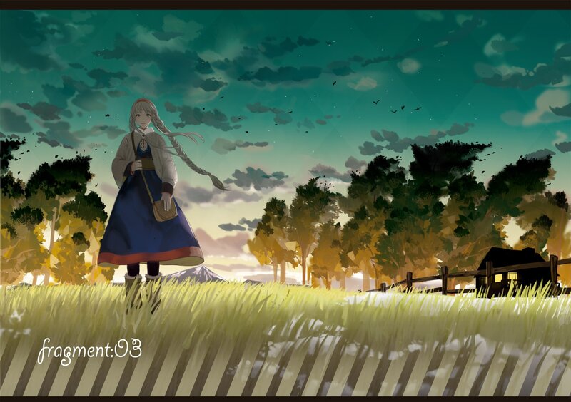 Anime girl in a field