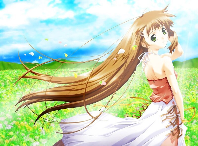 Anime girl in a field