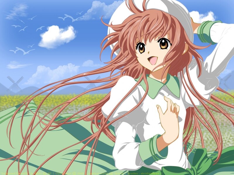 anime girl in a field