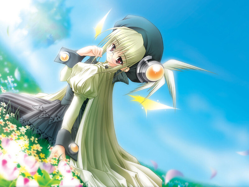 anime girl in a field