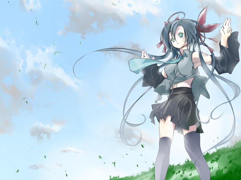 anime girl in a field