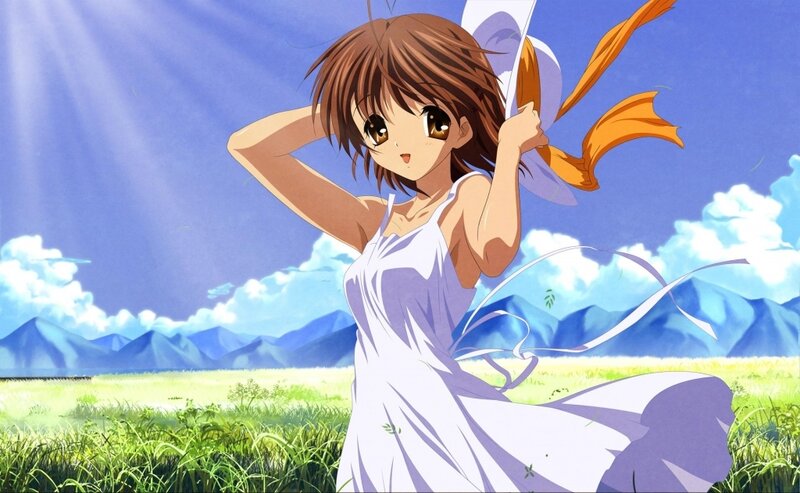 anime girl in a field
