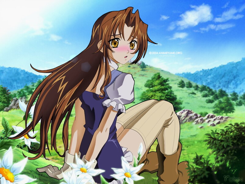 anime girl in a field