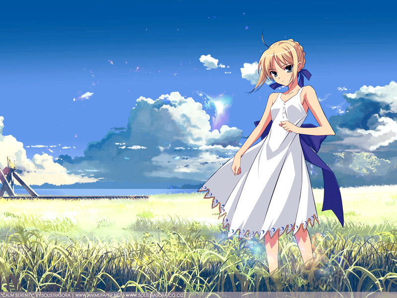 Anime girl in a field