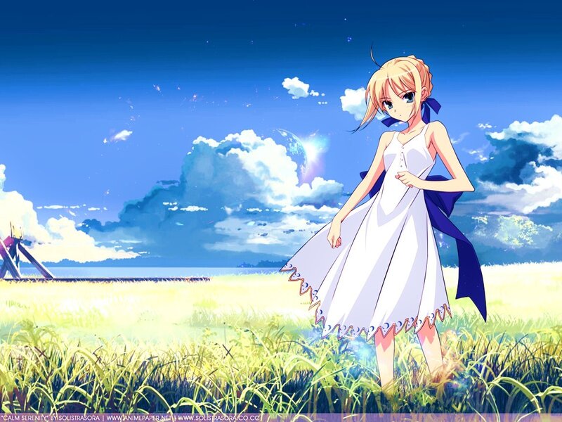 Anime girl in a field
