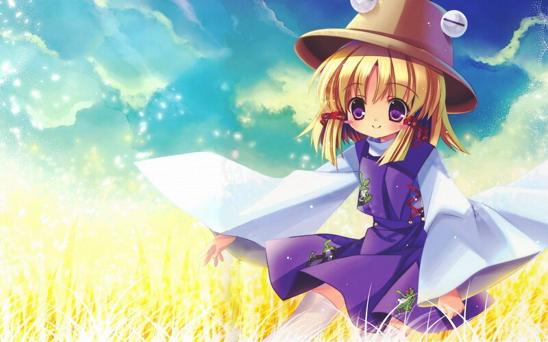 anime girl in a field