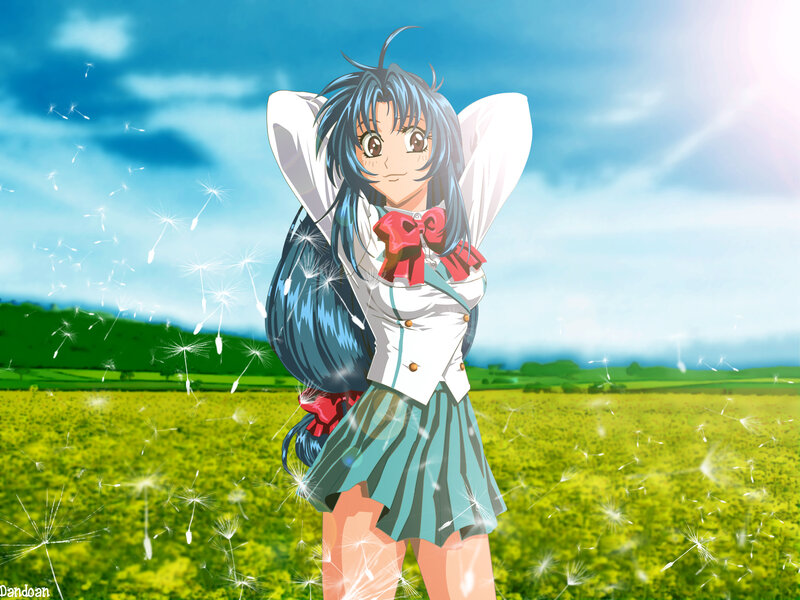 anime girl in a field