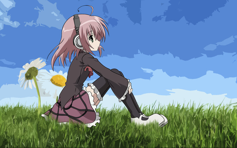 anime girl in a field