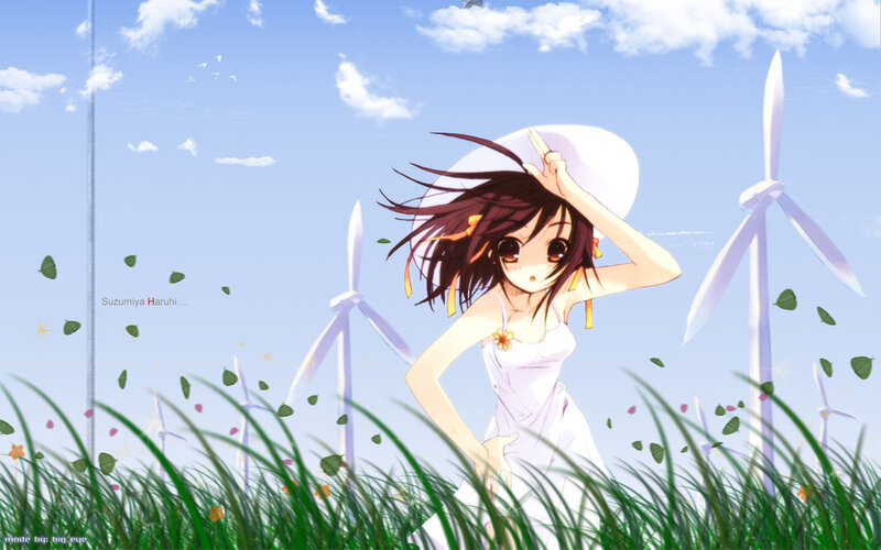 Anime girl in a field