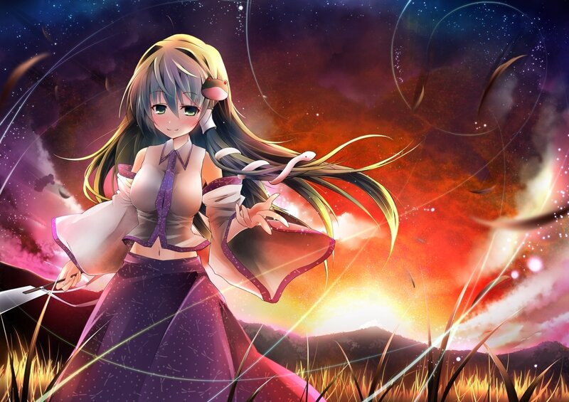 Anime girl in a field
