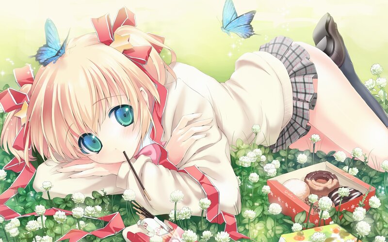 Anime girl in a field