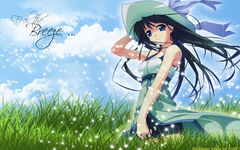 anime girl in a field