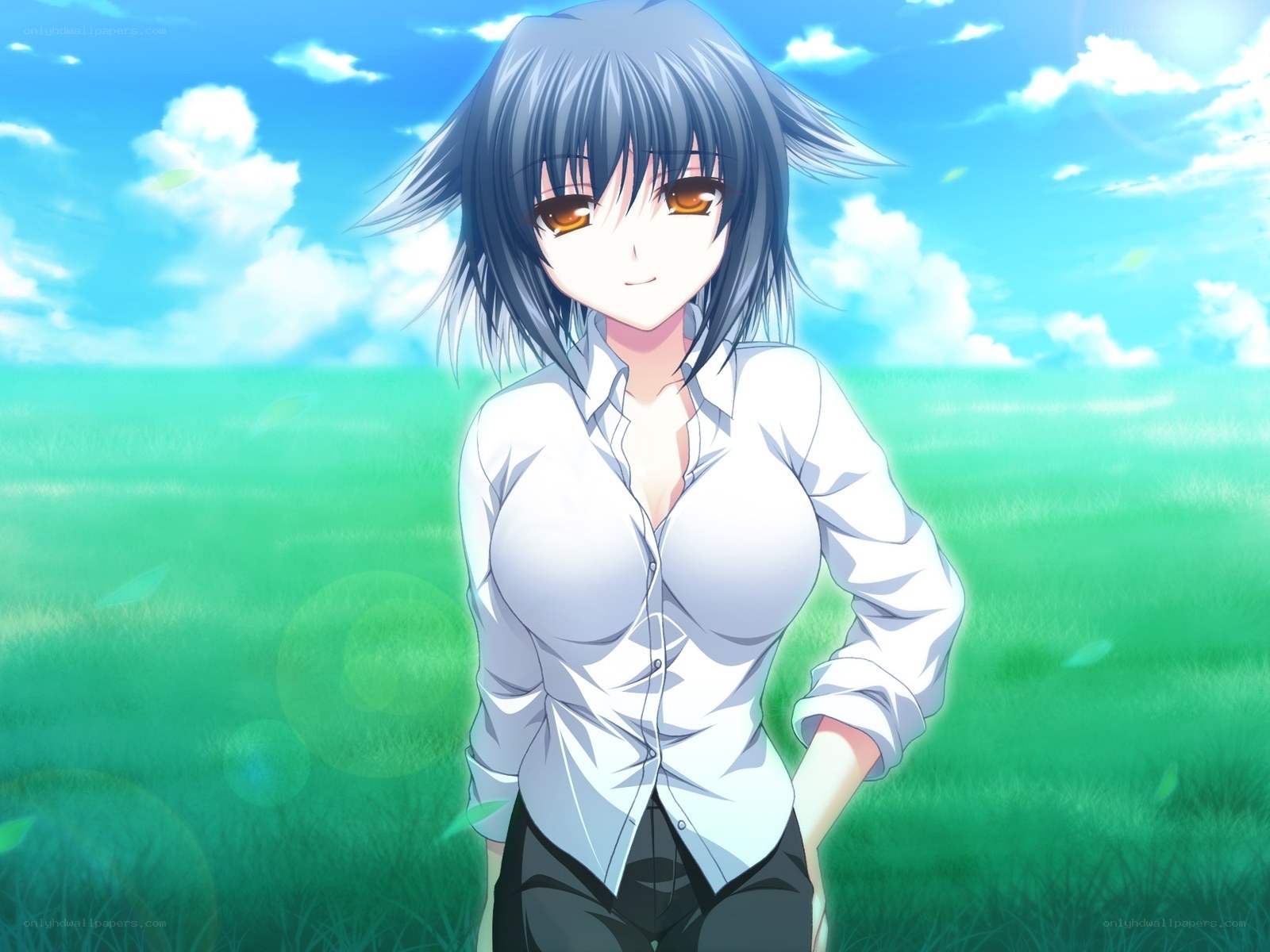 Anime girl in a field