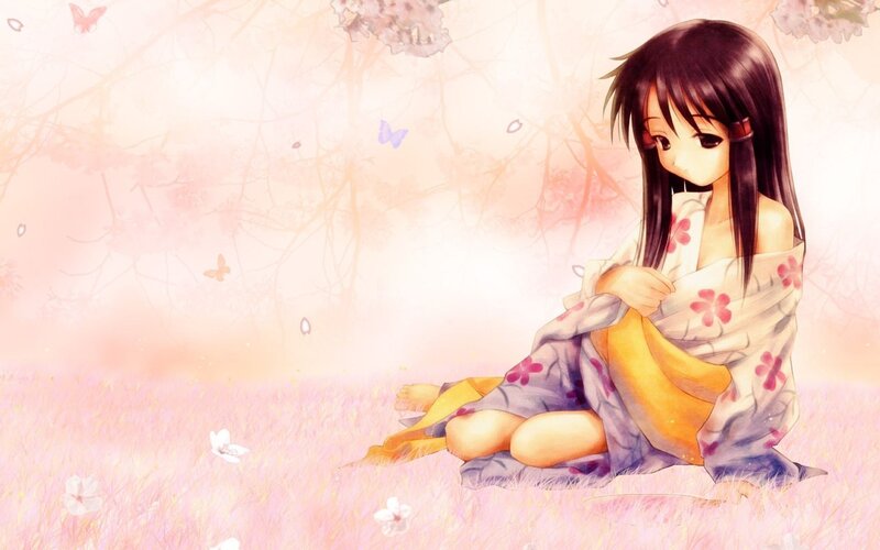 anime girl in a field