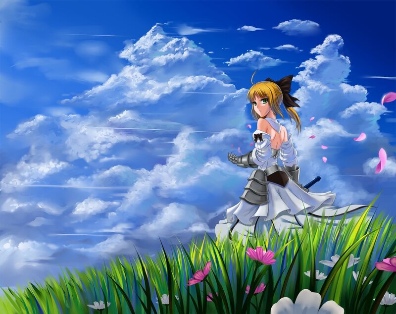 Anime girl in a field