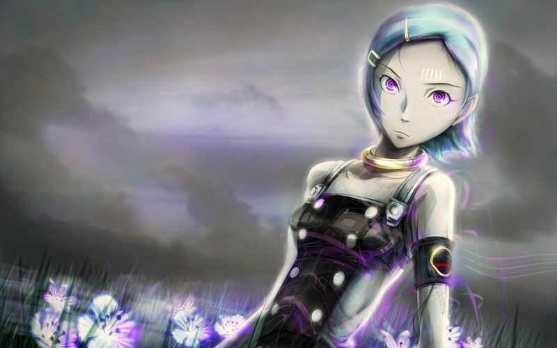 anime girl in a field
