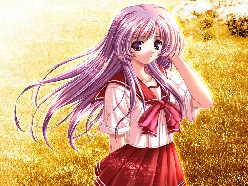 anime girl in a field