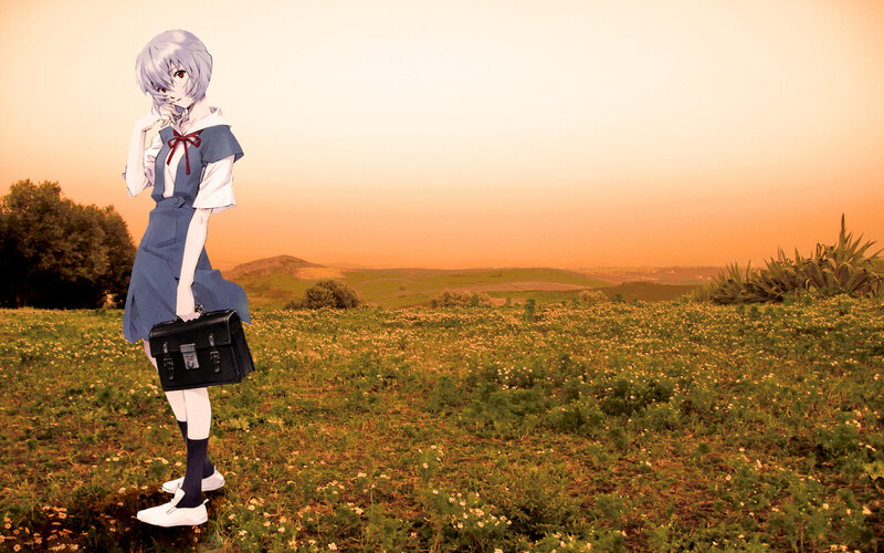 anime girl in a field