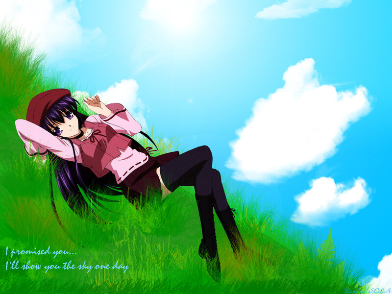 Anime girl in a field