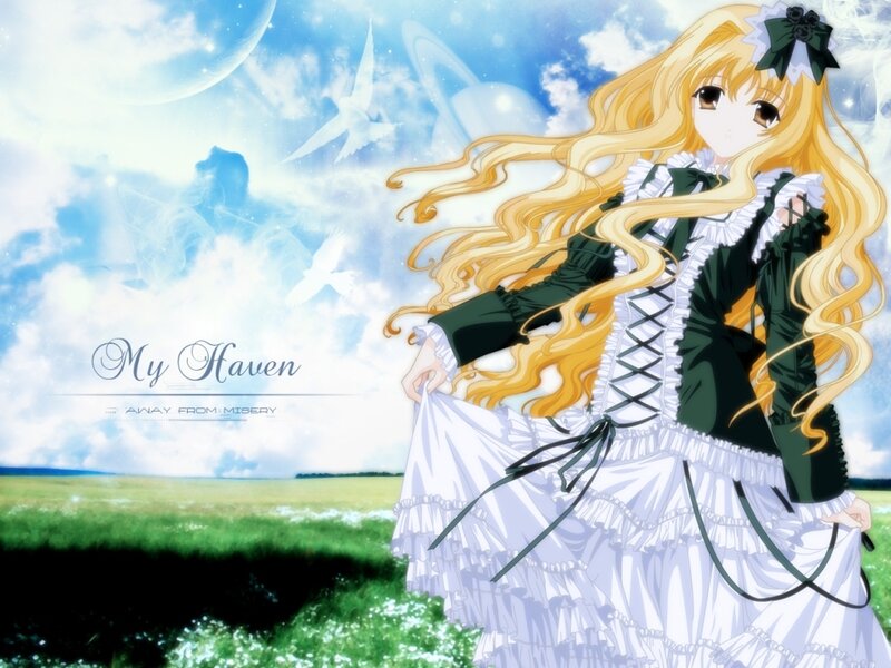 anime girl in a field