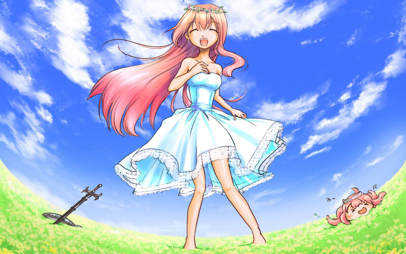 Anime girl in a field