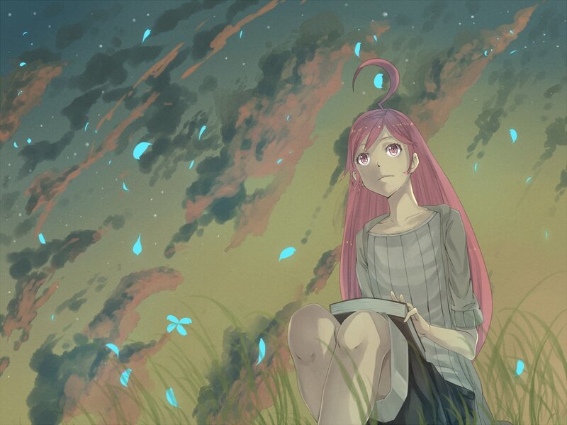 Anime girl in a field