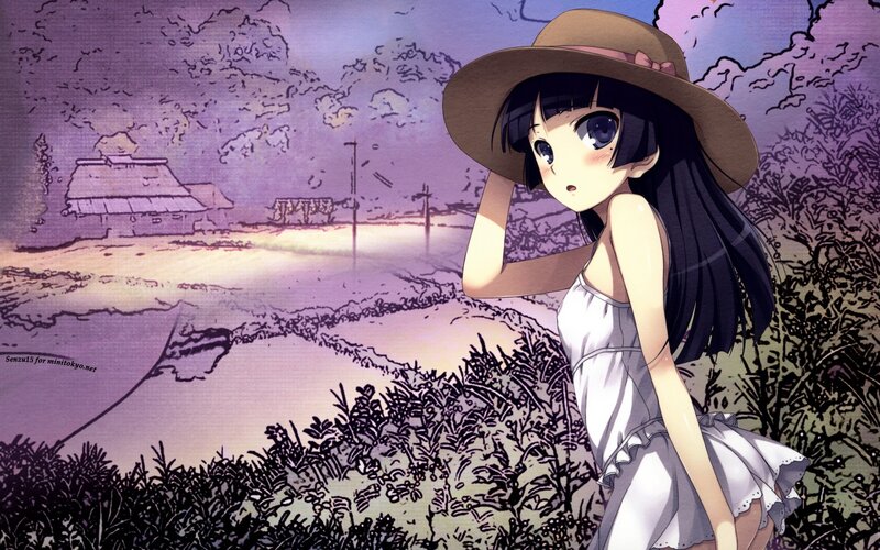 anime girl in a field