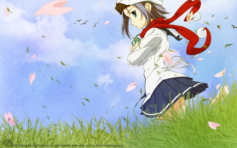 anime girl in a field