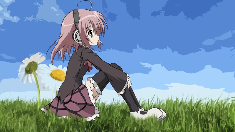 anime girl in a field