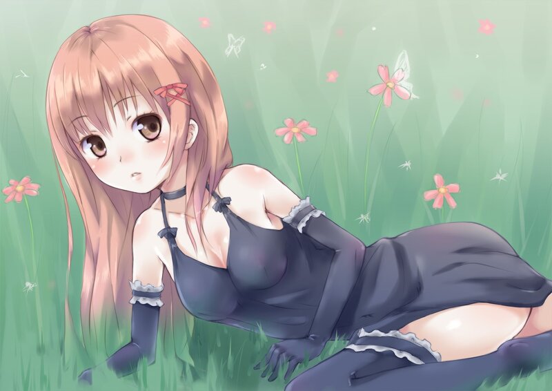 Anime girl in a field