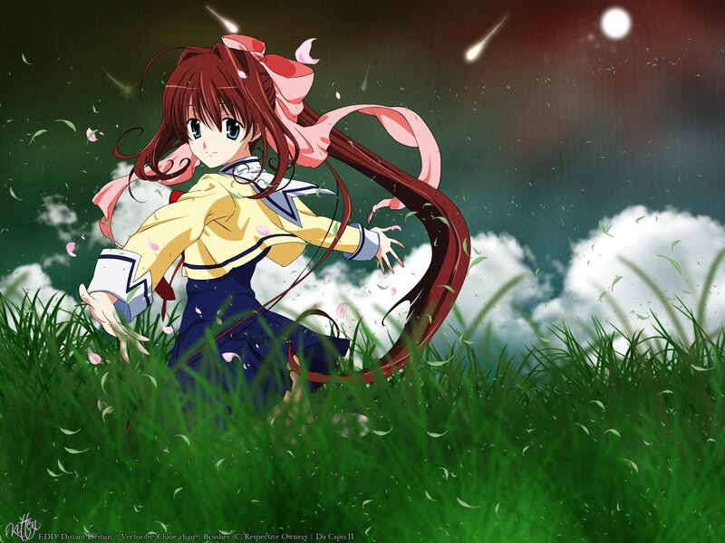 anime girl in a field