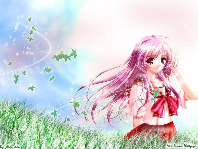Anime girl in a field