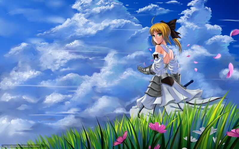Anime girl in a field