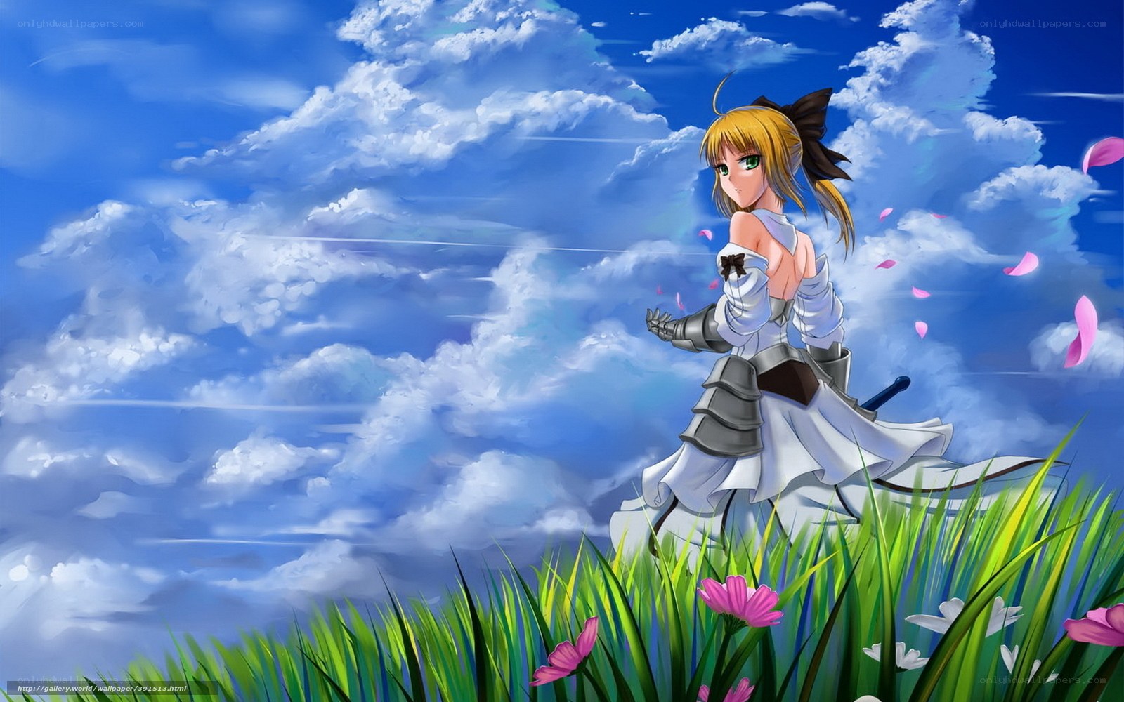 Anime girl in a field