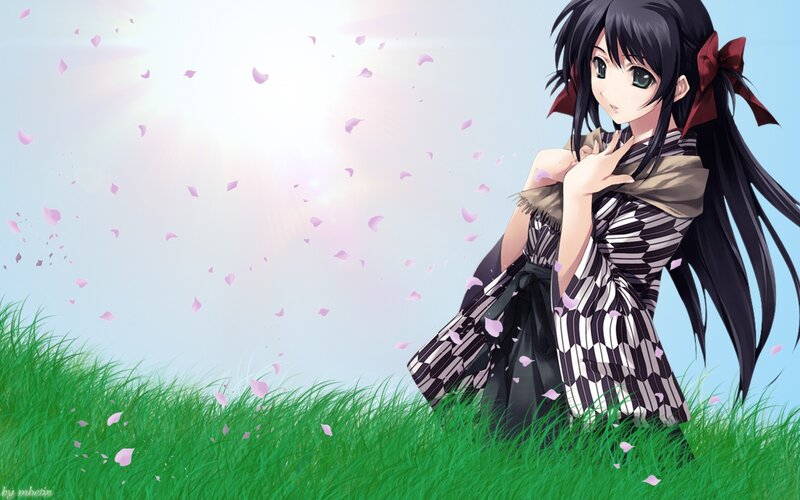 anime girl in a field