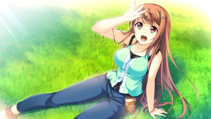 anime girl in a field