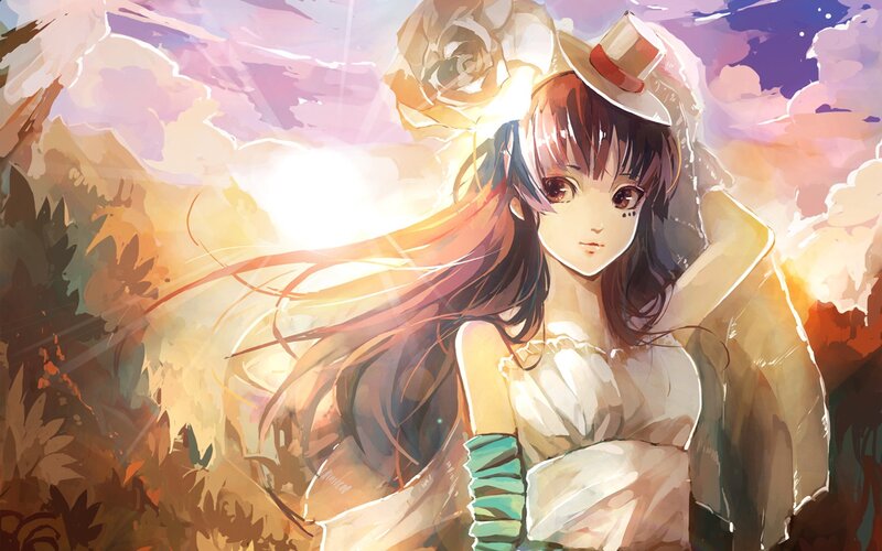 anime girl in a field