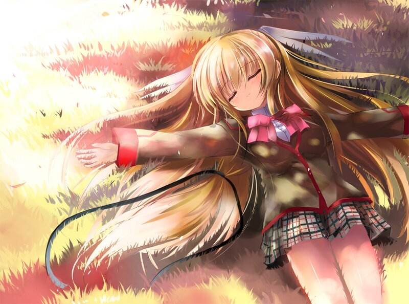 Anime girl in a field